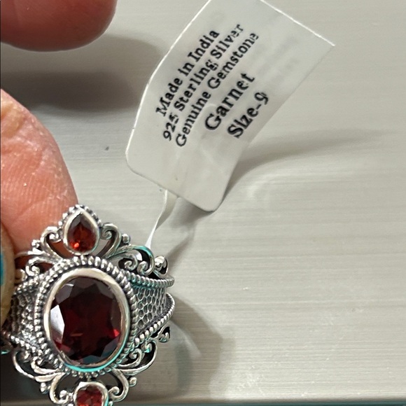 Natural Garnets  sterling silver 925  ring size 9 - Picture 7 of 8